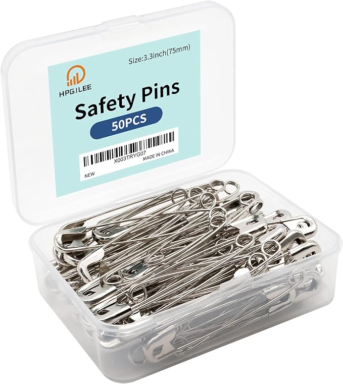 3.3 Inch Safety Pins Assorted, Bulk Large Safety Pins for Clothes(3.3 inch 50PCS)