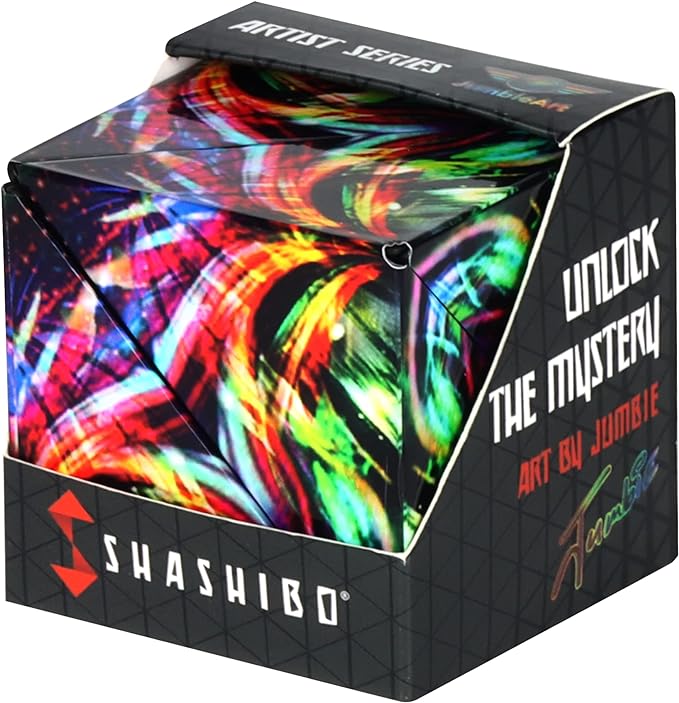 SHASHIBO Shape Shifting Box - Award-Winning Fidget Toy w/ 36 Rare Earth Magnets - Fidget Cube Transforms Into Over 70 Shapes, Sensory Toy Gift for Kids, Teens, and Adults (Cosmic Surfer)