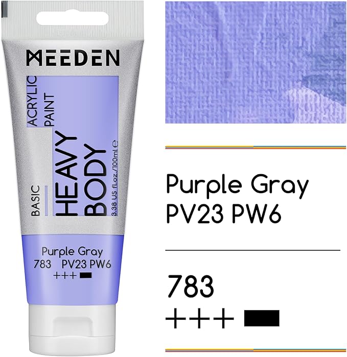 MEEDEN Acrylic Paint Purple Gray: Bundled with Titanium White Color - 100ml/3.38oz x 2 Bulk Heavy Body Acrylic Paint Tubes for Art Craft Painting