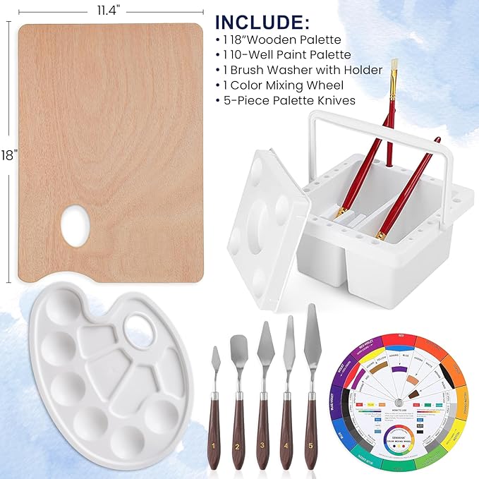 196Pcs Deluxe Artist Painting Set with French Easel, 48 Colors Acrylic & Oil Paints, 24 Colors Watercolor Paints, Art Paint Supplies for Artists, Beginner & Adults