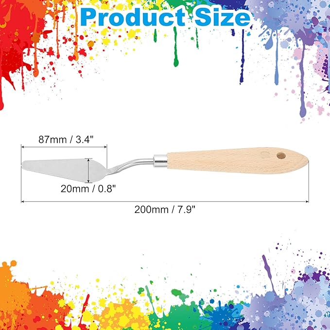 PATIKIL Art Spatula, No.10 20mm Stainless Steel Flexible Palette Knife Painting Knife Painting Spatula Oil Painting Mixing Scraper with Wood Handle for Canvas Acrylic Painting, Brown