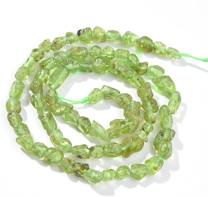 Green Peridot Pebble Nugget Oval Free Tumbled Stone 6-8mm Natural Gemstone Loose Beads Approx 15.5 inch for DIY Jewelry Making