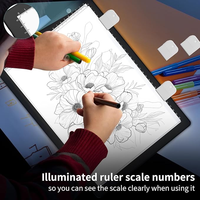 Elice A4 LED Tracing Light Box with 4 Clips, Ultra-Thin Diamond Art Light Board, Bright Light Pad, Lightbox for Tracing and Drawing, Artcraft Light Table for Weeding Vinyl, Diamond Painting, Sketching