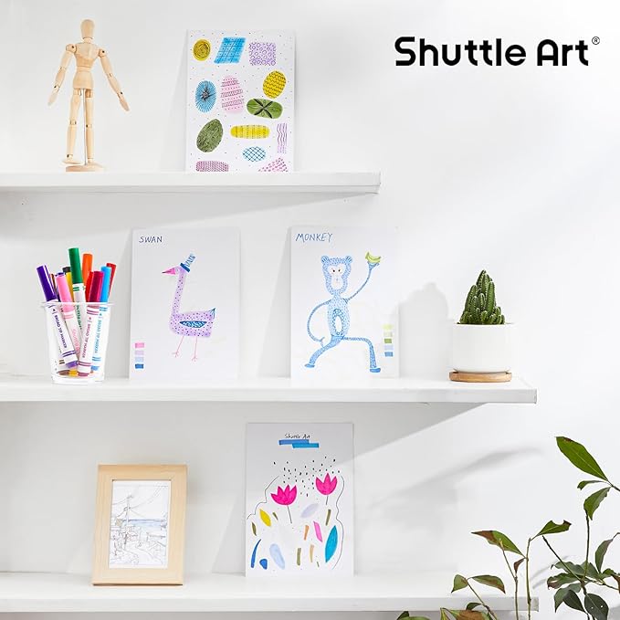 Shuttle Art 120 Count Washable Markers, 10 Assorted Colors Broad Line Conical Tip Large Markers Bulk with a Box, Home Classroom School Supplies for Toddlers Kids Adults Students Teachers