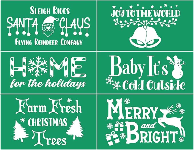 JAJADO Christmas Tree Stencil Deer Silk Screen Stencils Reusable Self Adhesive Silk Screen Transfers Screen Print Stencil Holiday for Crafts on Wood, Fabric, Glass, Mug, DIY Christmas Home Decor