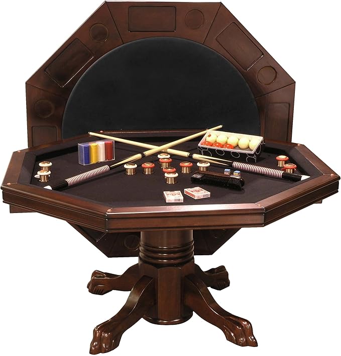 Combination 3 in 1 Poker/Game Table (Mahogany Finish)