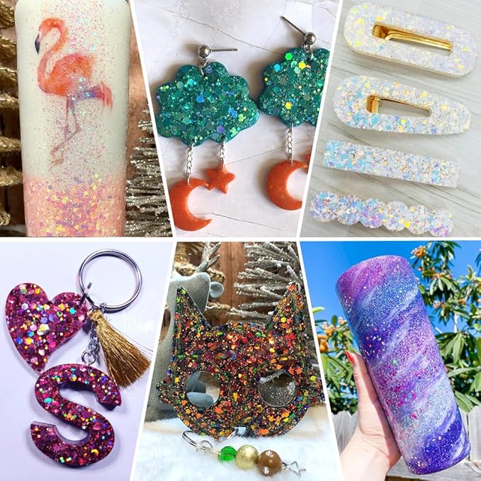 Chunky Glitter, 160G/5.64OZ Craft Glitter for Epoxy Resin, Mixed Fine Glitter & Chunky Glitter, Metallic Chunky Glitter for Hair, Nail Arts, Body, Bulk Glitter for DIY Tumbler Painting (Honey Gold)