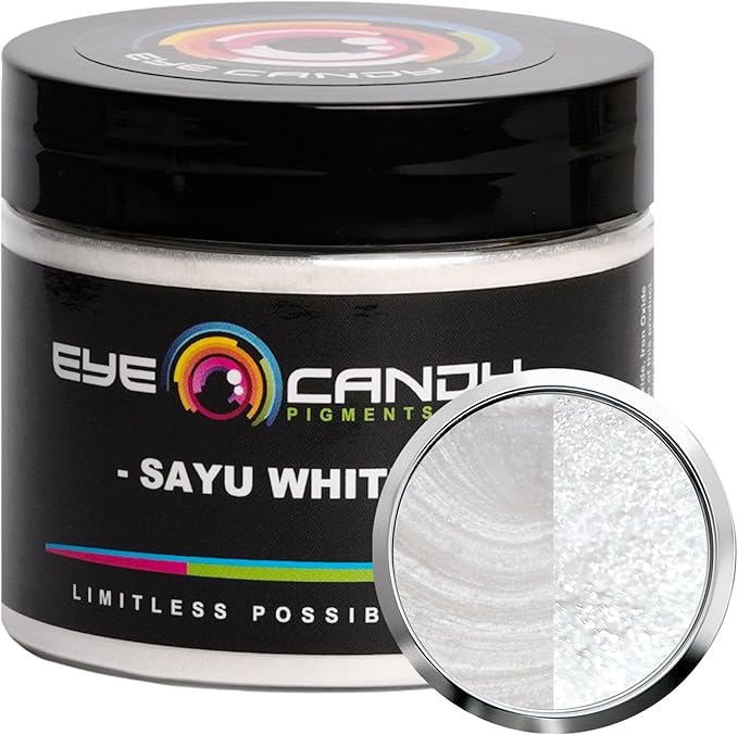 Eye Candy Pigments Premium White Mica Powder - Sayu White (50gr) - for Epoxy, Resin, Soap, Paint, Woodworking, Acrylic Pouring, Bath Bombs, Fishing Lures - DIY Arts and Crafts Additive