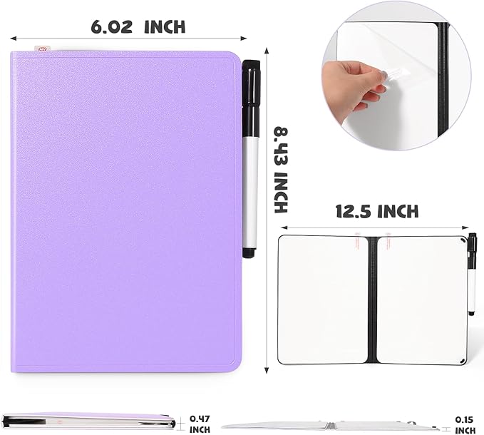 AGM Portable White Board Dry Erase, Double Sided Folding Whiteboards with Pen, Small Dry Erase Board for Study, Meeting, Doodling, Planning, Purple