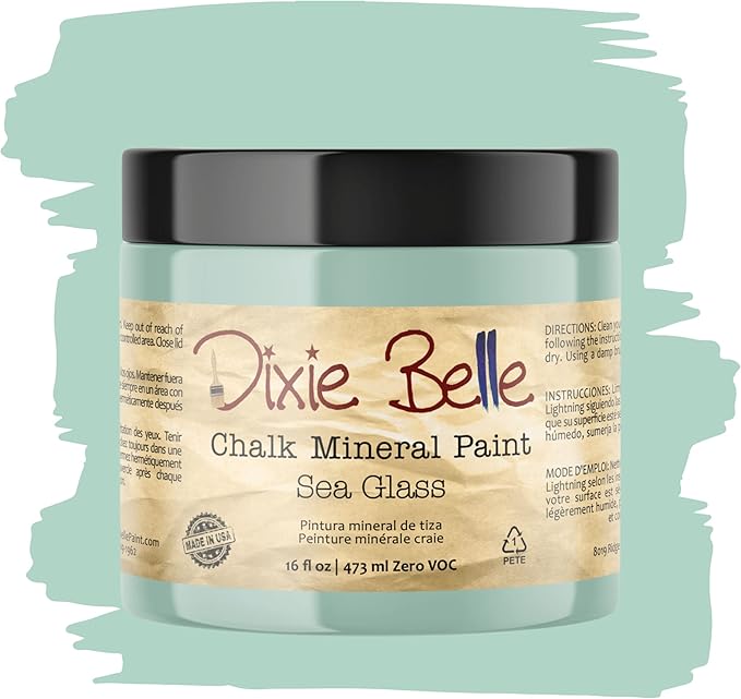 Dixie Belle Paint Company Chalk Finish Furniture Paint - Sea Glass (16oz) - Matte Pastel Blue/Green Chic Chalk Mineral DIY Furniture Paint