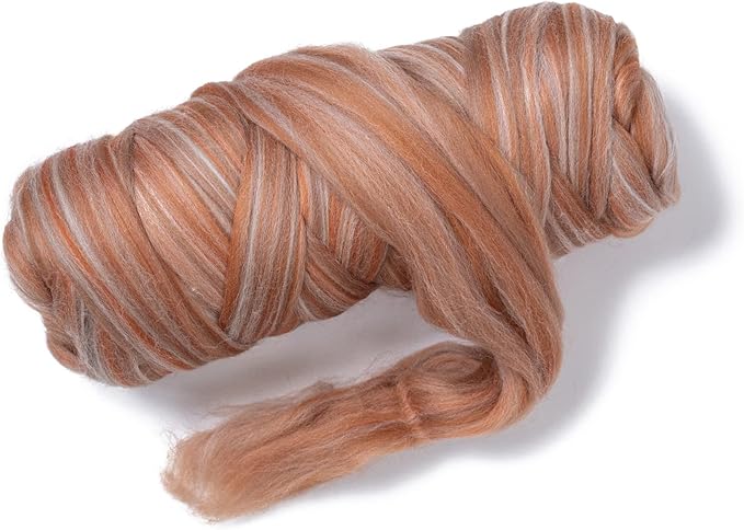 Kondoos multi Colored Natural Wool roving, 1 lb. Best Wool for Needle Felting, Wet Felting, handcrafts and Spinning. (Pebble, 1lb)