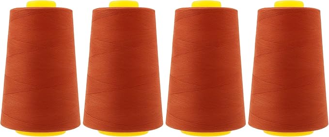 Mandala Crafts 4 Pack of Serger Threads Cones Spools - 40S/2 24000 Yards Polyester Terracotta Threads for Sergers Machine and Overlock Quilting Sewing Machine