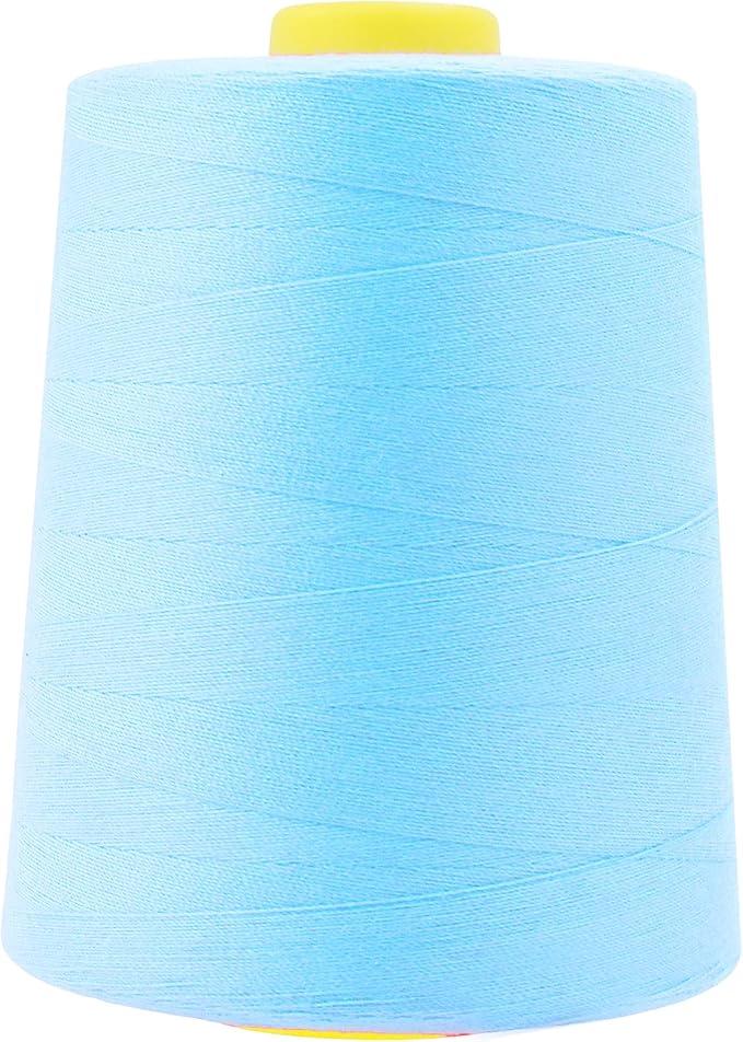Mandala Crafts 4 Pack of Serger Threads Cones Spools - 20S/2 24000 Yards Polyester Baby Blue Threads for Sergers Machine and Overlock Quilting Sewing Machine
