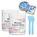 Mosaic Crystal Grout Kit with Scraper, Mosaic Crystal Sealant, Handmade Decorate Tessellated Coasters, No Need to add Water, Perfect for DIY Craft Projects & Tile Accessories (Translucent, 14oz)