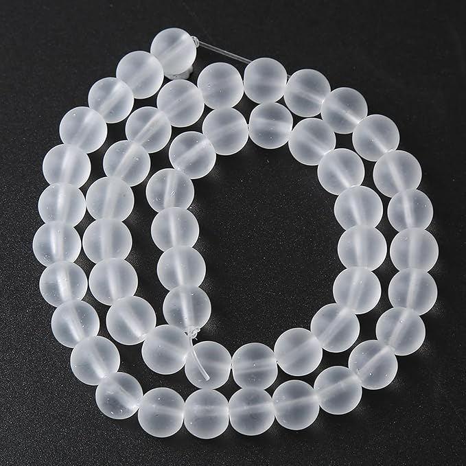 36pcs 10mm Frost White Crystal Glass Beads for Jewelry Making Round Loose Beads DIY Bracelets Necklaces Crystal Energy Healing Stone Beads 15" (10mm, Frost White Glass)
