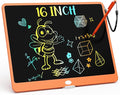 KOKODI LCD Writing Tablet, 16 Inch Colorful Toddler Doodle Board Drawing Tablet, Erasable Reusable Electronic Drawing Pads, Educational and Learning Toy for 3-6 Years Old Boy and Girls(Orange)