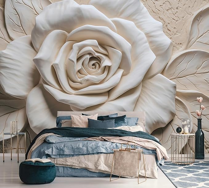 AFZEVEB-3D Rose Flower Wallpaper Large Floral Wall murals for Bedroom 182"x120"(Not Peel and Stick)