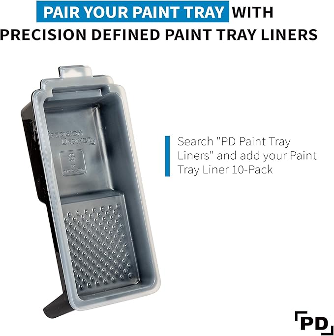 Precision Defined Paint Trays, Paint Roller Trays Liner, Plastic Paint Pan for Roller Brushes, Painting Tray for Painting with Deep Paint Pocket (Paint Roller Tray (2-Pack), 4-inch)