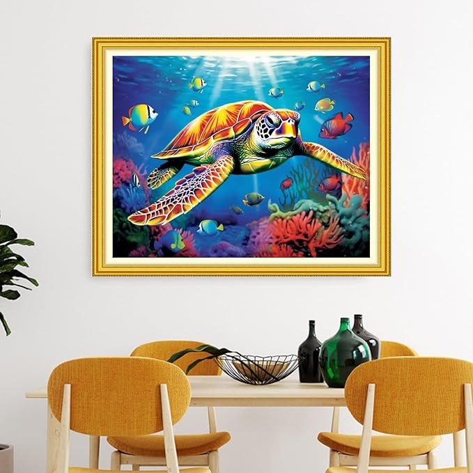 Artvxeay Stamped Cross Stitch Kits Beginners Full Range of Embroidery Starter Kits for Adults Printed Cross Stitching DIY Needlepoint Kit 11CT - (Sea Turtle 16x20 inch)