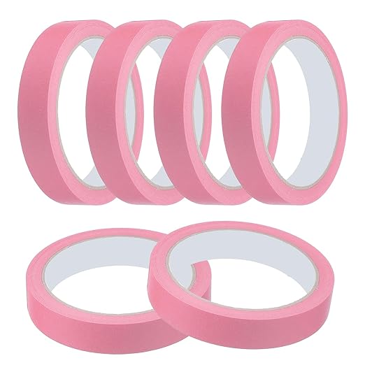 MECCANIXITY Masking Tape 0.7 Inch x 21 Yard Painter's Tape Pink Paint Tapes for DIY Crafts Arts Drawing Decoration Labeling Car Painting Artist Teachers, Pack of 6