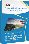 Uinkit Brochure Paper Glossy Double Sided 8.5x11 Inkjet 37lb 140gsm Dye ink Thin Photo Picture Flyer Calendar Magazine CD Cover letter (100, 11x17-matte)