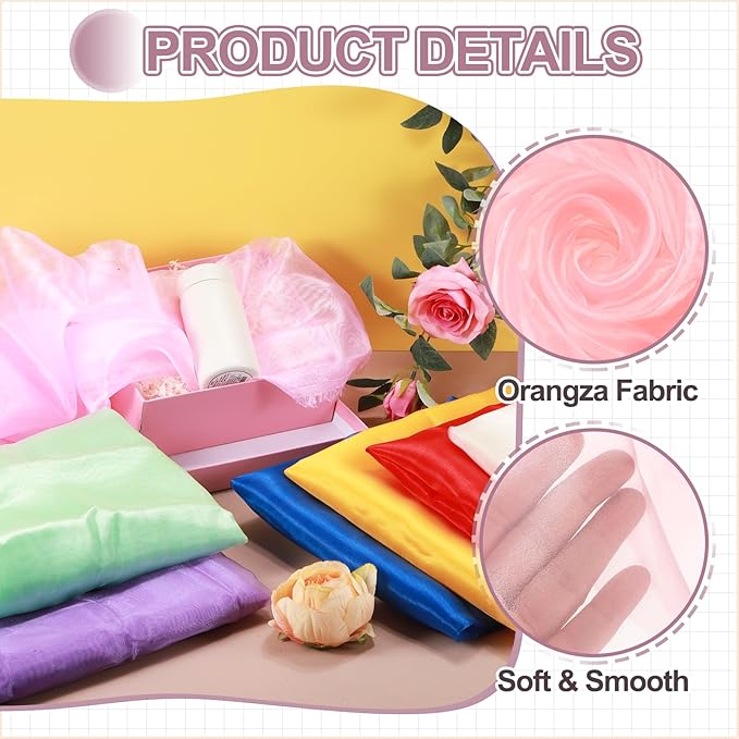 MECCANIXITY Iridescent Sheer Organza Fabric, 2 Yards x 59 Inches Solid Holographic Shiny Fabric Organza Cloth for Wedding, Curtains, Costume, Photo Background, Dark Pink