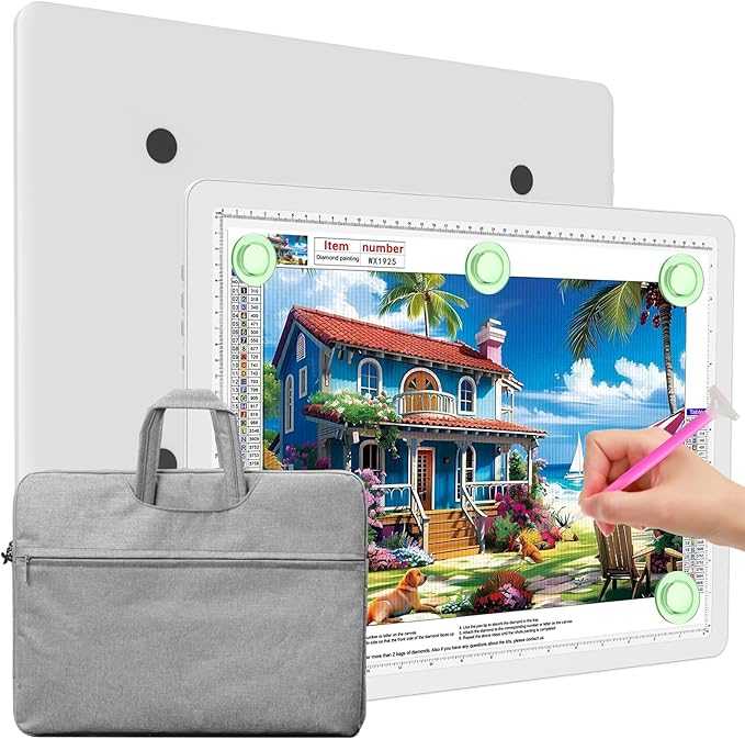 Elice Magnetic A3 Light Board with Bag for Diamond Painting, Tracing LED Light Box with Side Buttons, Super Bright Diamond Art Light Pad, Light Table for Drawing, Sketching, Weeding Vinyl - White