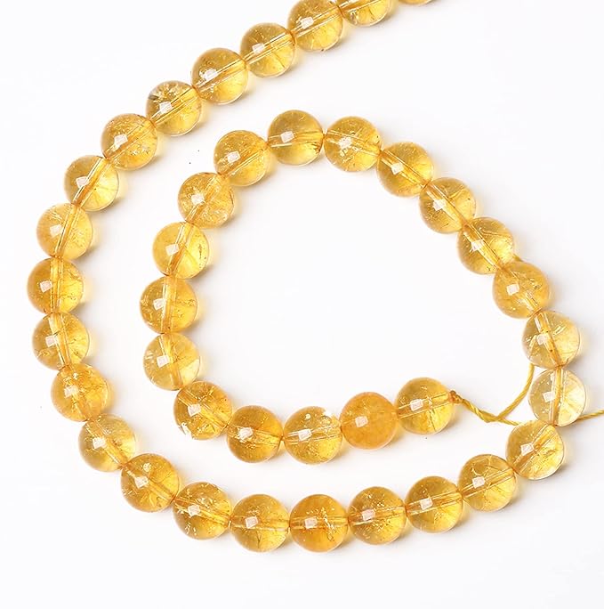 120Pcs 6mm Natural Citrine Beads for Jewelry Making Yellow Crystal Quartz Round Loose Beads DIY Bracelet Necklace Earrings 32" 2 Strands