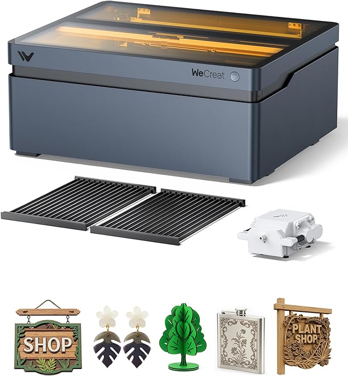 WECREAT Vision 40W Enclosed Laser Cutter and Engraver Machine with HD Smart Camera, Air Assist, Laser Bed, 600mm/s Batch Process Speed, Diode Desktop Laser Cutter for Wood, Acrylic, Metal, Leather