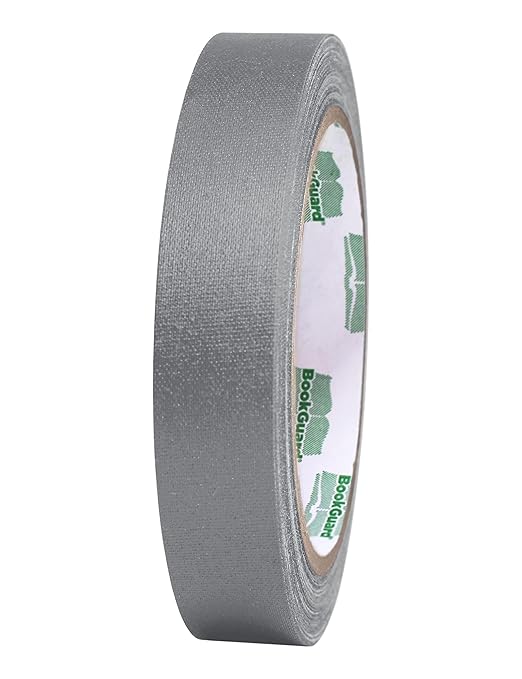 BookGuard 0.75 inch Premium Bookbinding Repair Cloth Tape, 15 Yard Roll, Gray