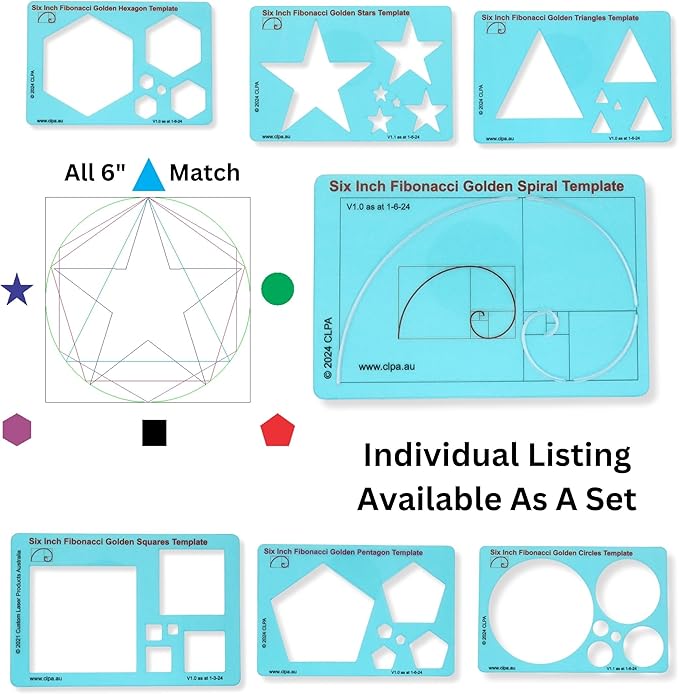 Fibonacci Spiral Stencil Template for Drawing and Drafting: A Fibonacci Spiral Drawing Tool for Artists Allows The Simple Application of The Golden or Divine Ratio for Artistic Design