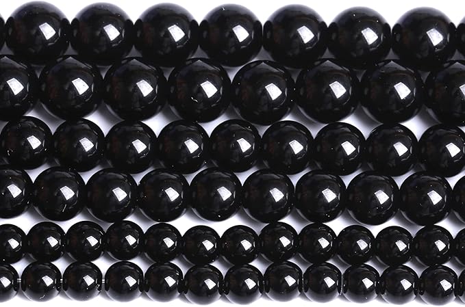 10mm 41pcs Natural Black Agates Onyx Stone Beads Smooth Round Loose Spacer Beads for Jewelry Making DIY Bracelets 15" (Black Agate, 10mm)
