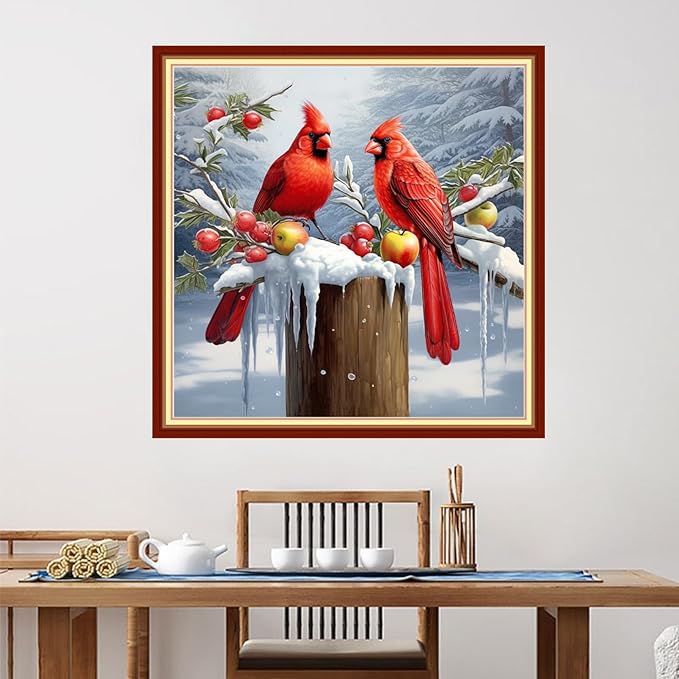 Foxdiviy Stamped Cross Stitch Kits for Beginners Full Range of Cross Stitching 11 CT Printed Cross Stitch Kits for Kids Adults Cross Stitch Patterns Needlepoint Kits-Colorful Parrot 18x18 inch