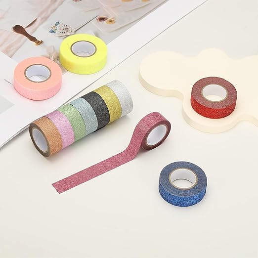 PATIKIL 1 Roll Glitter Paper Washi Tape, Washi Decorative Tape for Crafts, Green