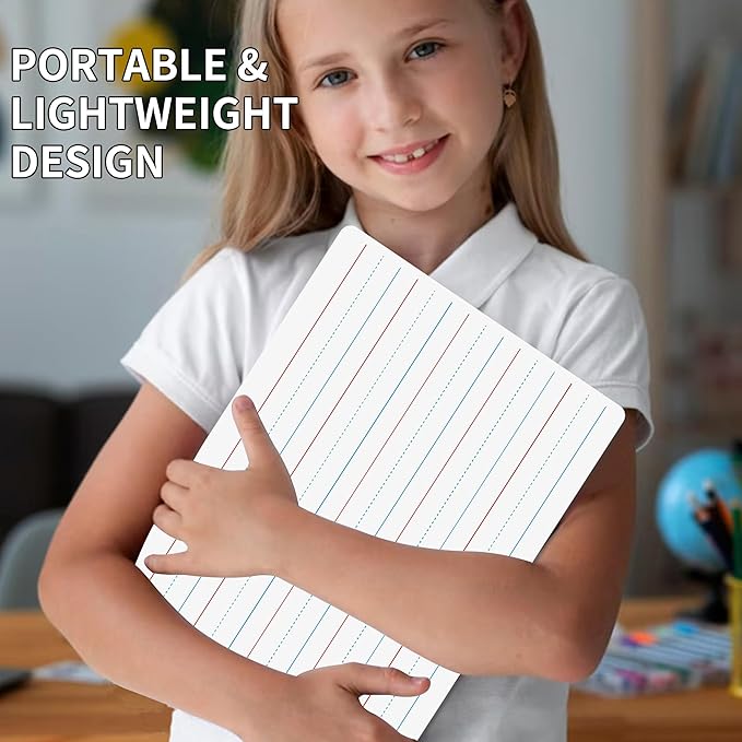 12PCS Dry Erase Boards,9"x12" Double Sided Small Whiteboards with Lines,Students,Education Teacher Classroom,Mini Portable Drawing Learning Lapboards with Colors Pens and Erasers.
