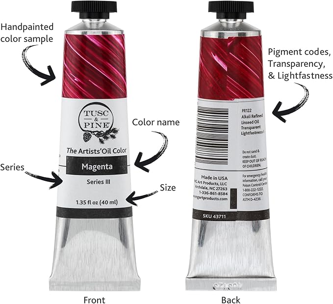 Tusc & Pine Artist Oil Paint - Luminous Red, 150 ml, Non-Yellowing, Rich & Creamy Consistency, Maximum Pigment Load, Small Batch Milled Oil Paints Made in the USA for Professional Artists