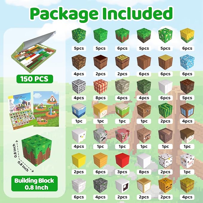 Magnetic Blocks, 150PCS Magnetic Building Blocks Light Up, Stacking Magnets for Kids, Sensory Toy for STEM Constructions Magnet Blocks for Boys Girls Age 3+, Christmas Birthday Gifts
