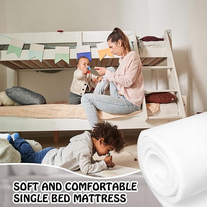 Amylove Polyurethane Foam 24" x 72" High Density Cushion Upholstery Foam Sheet for Seat Replacement DIY Projects Chairs Headboards Sofas Home(1" x 24" x 72",White)