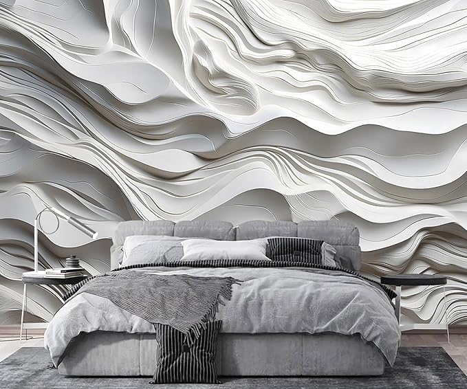 AFZEVEB-3D Stereo Relief Lines Living Room Background Wallpaper Mural 114"x74"(Not Peel and Stick)