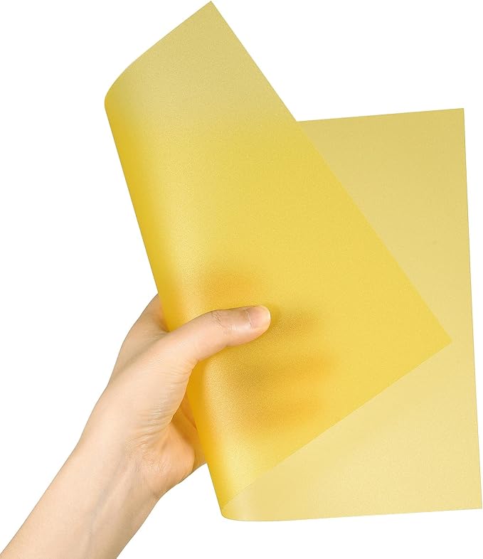 uxcell 4Pcs A4 Gel Light Lighting Filter Overlay Transparent Color Correction Plastic Vinyl PVC Sheets Photography Television Matte Yellow,0.5mm