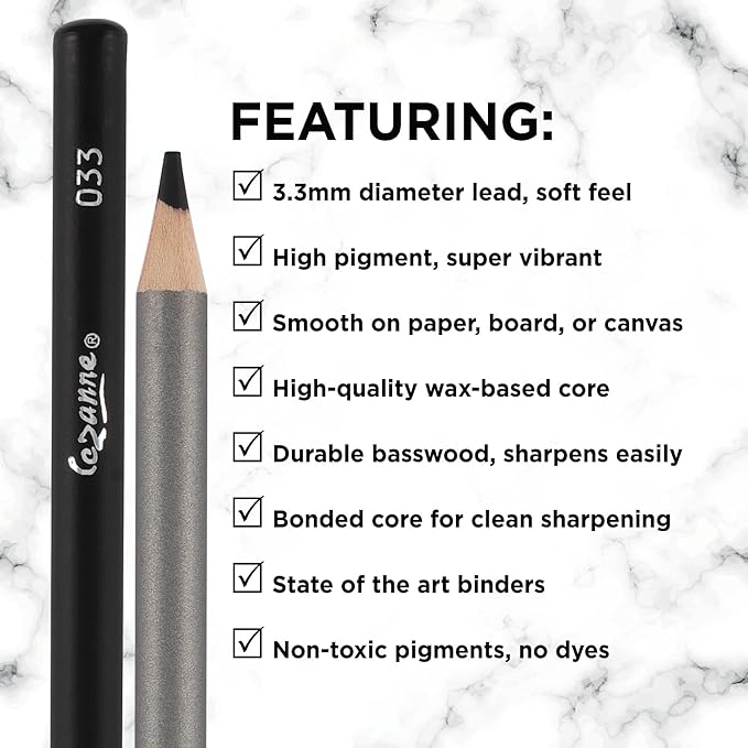 Creative Mark Cezanne Premium Colored Pencils Black Set of 12 - Highly-Pigmented Coloring Pencils for Drawing, Blending, Coloring, and More
