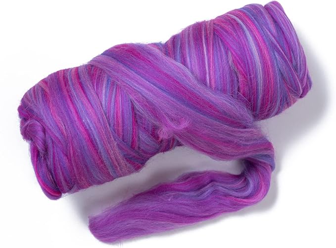 Kondoos Multi Colored Natural Wool roving, 1 lb. Best Wool for Needle Felting, Wet Felting, handcrafts and Spinning. (Candy, 1lb)
