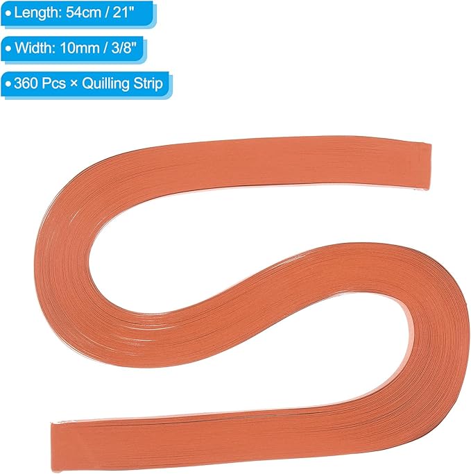 PATIKIL 360pcs Quilling Paper Strips Paper Flowers Quilling Kits 3/8"(10mm) Origami Paper for Adults Beginner Art Craft, 21"(54cm) Orange