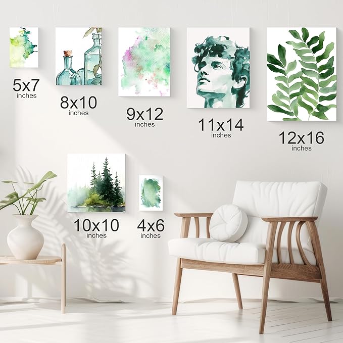 PHOENIX Watercolor Canvas Boards for Painting - 12x16 Inch/6 Pack, 100% Cotton Water Color Canvas Panels, 8 Oz. / 260g White Blank Medium Texture Flat Canvases for Water Based Paints