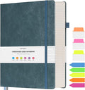 College Ruled Notebook, Large A4 Hardcover Leather Journal, 312 Numbered Pages Writing Journal, 100gsm No Bleed Paper, Lined Journal Notebook for Women Men School Office, 8.5''×11'', Grey Blue