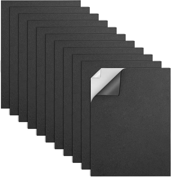 MEARCOOH Self Adhesive Foam Sheets, Black 9x12 Inch 2mm Sticky Eva Foam Paper for Crafts Cardmaking Photo Frames Classroom Scrapbooking Christmas Crafts (Black 10 Sheets)