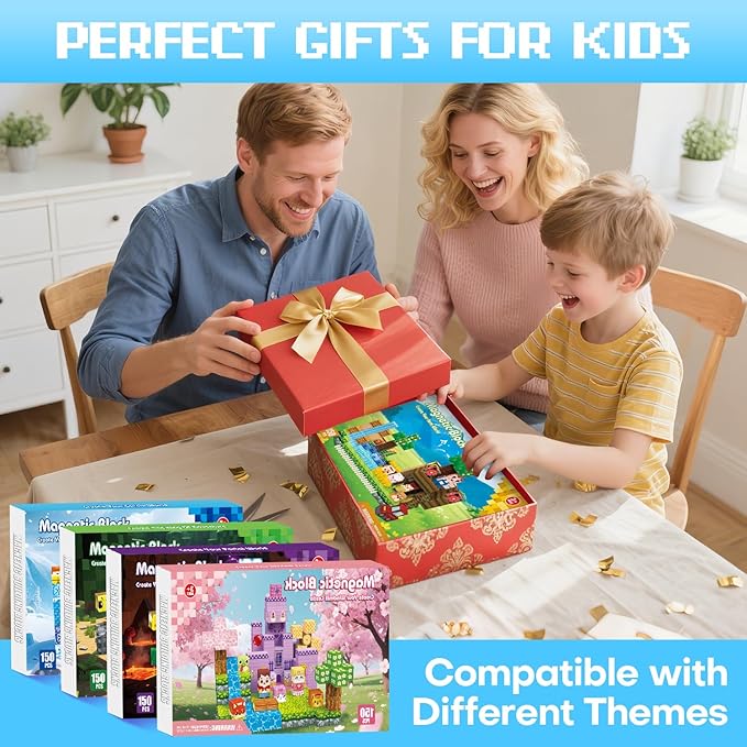 Magnetic Blocks, 150PCS 0.8" Magnetic Building Blocks, Magnet Cubes for Kids, STEM Sensory Toys for Toddlers Boys Girls Ages 3-12 Years Old Christmas Birthday Gifts
