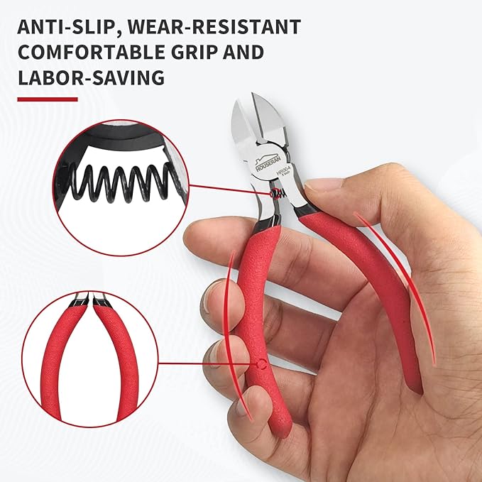 5 inch Wire Cutters, 5 Pack Diagonal Cutters, Side Cutters, Wire Cutter Set, Wire Snips, Small Diagonal Cutters with Spring Loaded, Diagonal Cutting Pliers for Crafts, Jewelry Making
