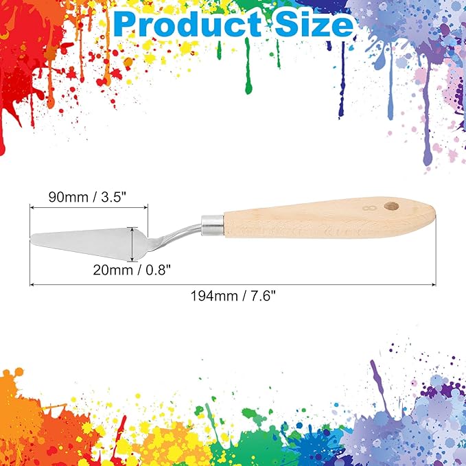 PATIKIL Art Spatula, No.8 20mm Stainless Steel Flexible Palette Knife Painting Knife Painting Spatula Oil Painting Mixing Scraper with Wood Handle for Canvas Acrylic Painting, Brown