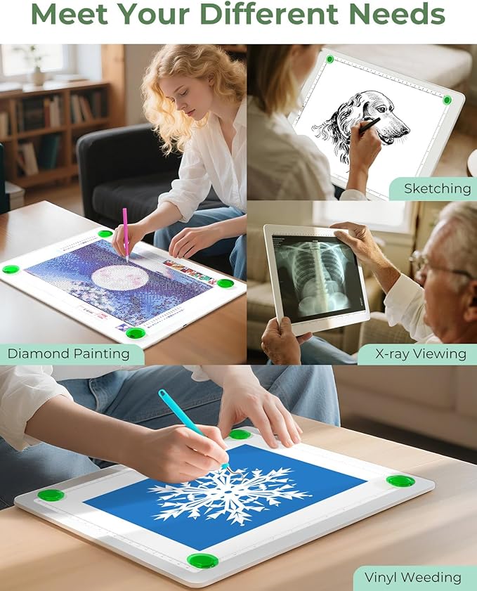 A3 Light Pad for Diamond Painting,Bawaslom Cordless Light Box for Tracing and Drawing with 3 Colors & 6-Level Brightness,Rechargeable LED Drawing Pad for Tracing,Diamond Art,Vinyl Weeding,Sketching